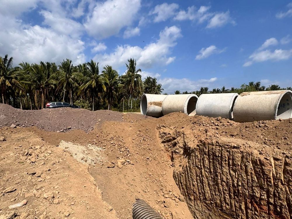 HDPE drainage pipe installed in a trench