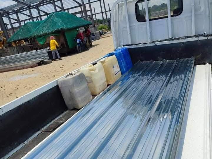 UPVC roofing sheets loaded for delivery